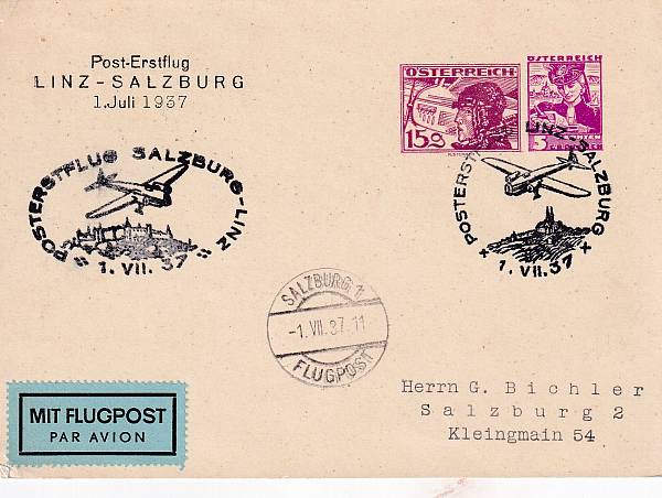 Flugpost Österreich vor 1945 | Erstflüge und erste Flugpostableitungen