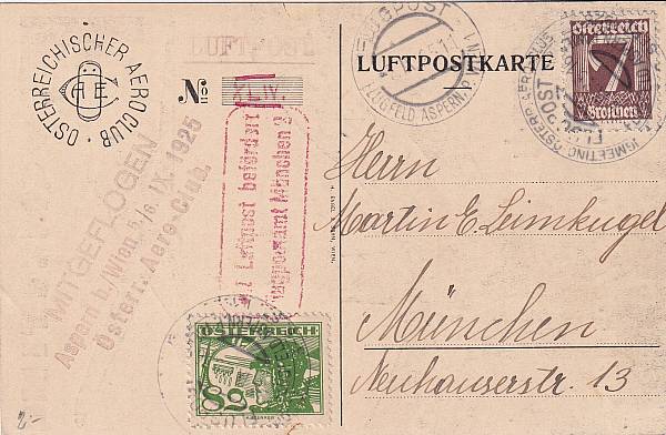 Flugpost Österreich vor 1945 | Sonder- und Versuchsflüge - Flugveranstaltungen