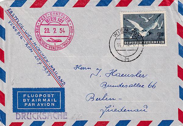 Flugpost Österreich ab 1945 | Erstflüge ab 1945