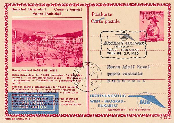 Flugpost Österreich ab 1945 | Austrian Airlines Erst- und Sonderflüge
