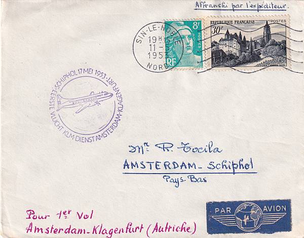 Flugpost Österreich ab 1945 | Erstflüge ab 1945 - ausländische Zuleitungen