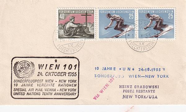 Flugpost Österreich ab 1945 | Sonderflüge ab 1945 - ausländische Zuleitungen
