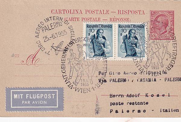 Flugpost Österreich ab 1945 | Fremde Flüge (Zuleitungen zu ausländischen Erst- und Sonderflügen)