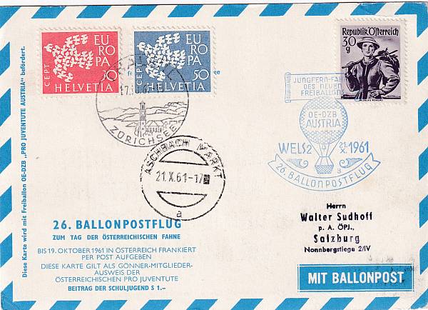 Ballonpost caritativ Österreich | Mitläufer / Ausländische Zuleitungen