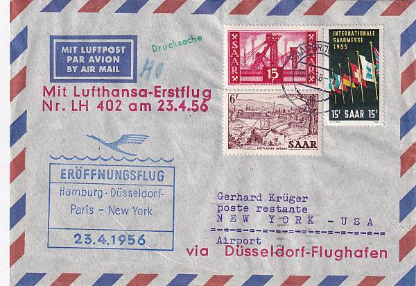Flugpost Saarland | Fremde Flüge (Zuleitungen zu ausländischen Erst- und Sonderflügen)