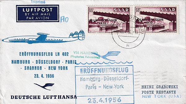 Flugpost Saarland | Fremde Flüge (Zuleitungen zu ausländischen Erst- und Sonderflügen)