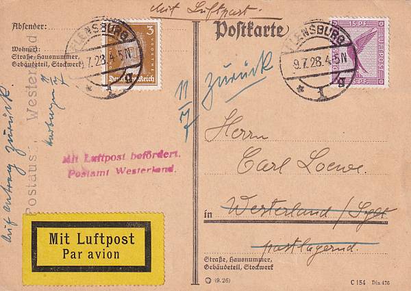 Flugpost Deutschland vor 1945 | Einzelbelege