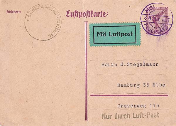 Flugpost Deutschland vor 1945 | Luftpost-Ganzsachen