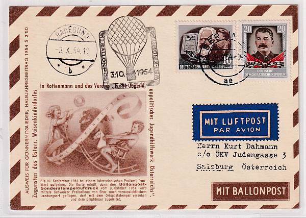 Ballonpost caritativ Österreich | Mitläufer / Ausländische Zuleitungen