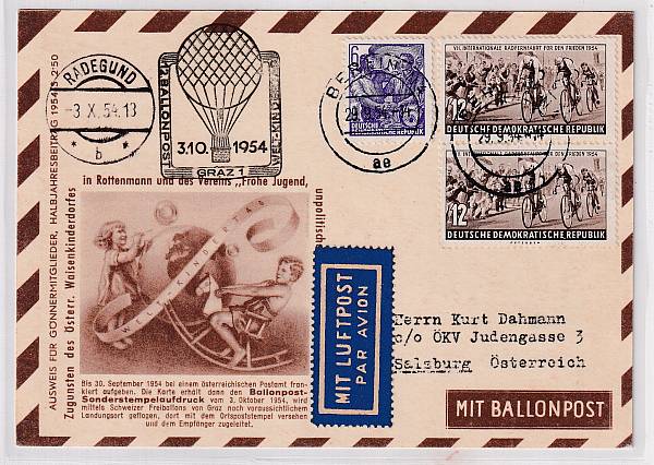 Ballonpost caritativ Österreich | Mitläufer / Ausländische Zuleitungen