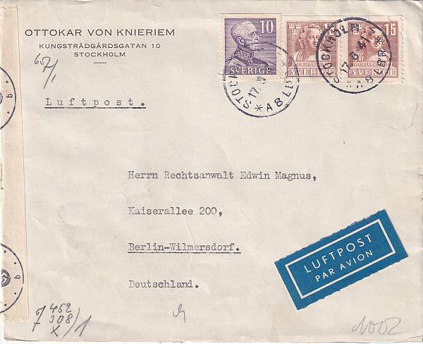 Flugpost Europa vor 1945 | Schweden