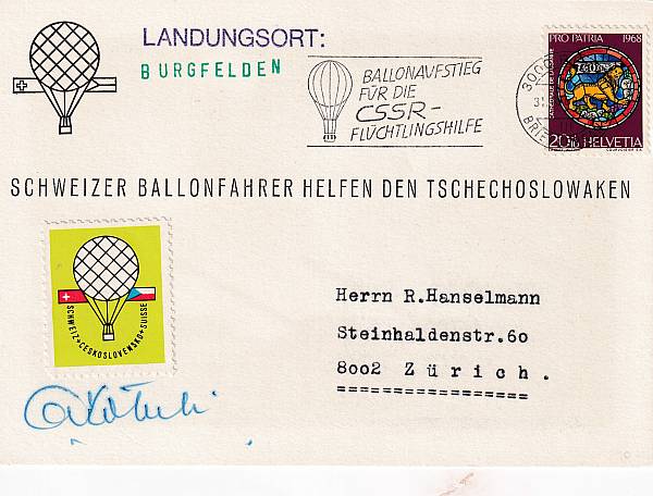 Ballonpost caritativ Schweiz | Einzelbelege
