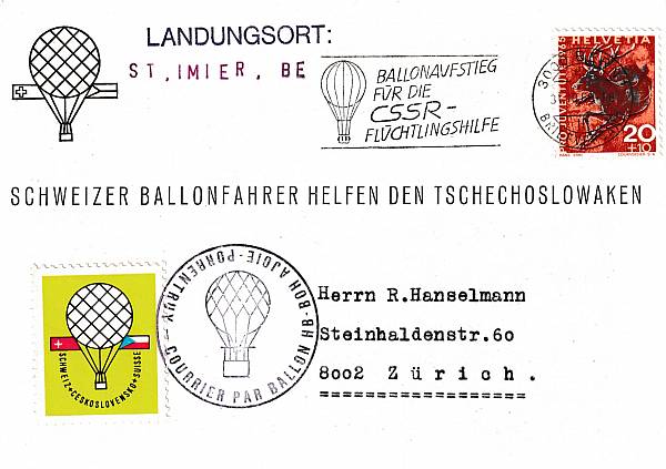 Ballonpost caritativ Schweiz | Einzelbelege
