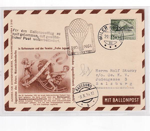 Ballonpost caritativ Österreich | Mitläufer / Ausländische Zuleitungen