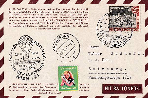 Ballonpost caritativ Österreich | Mitläufer / Ausländische Zuleitungen