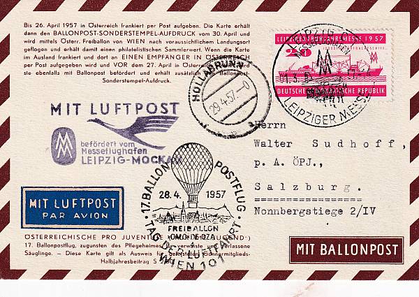 Ballonpost caritativ Österreich | Mitläufer / Ausländische Zuleitungen