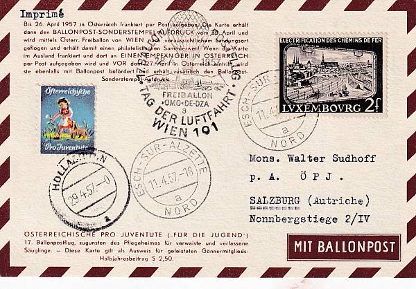 Ballonpost caritativ Österreich | Mitläufer / Ausländische Zuleitungen
