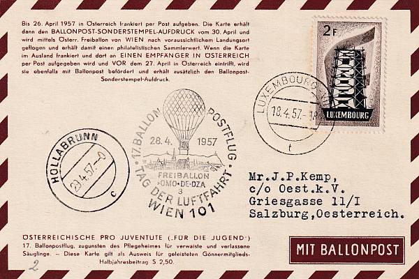 Ballonpost caritativ Österreich | Mitläufer / Ausländische Zuleitungen