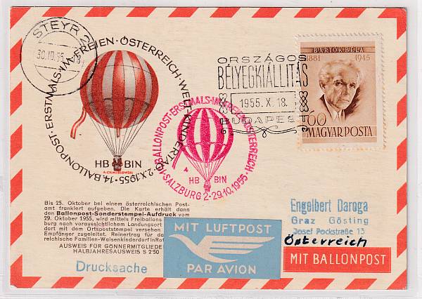 Ballonpost caritativ Österreich | Mitläufer / Ausländische Zuleitungen