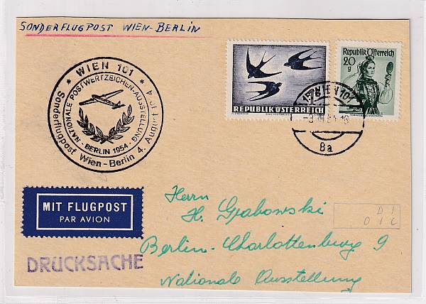 Flugpost Österreich ab 1945 | Sonderflüge ab 1945