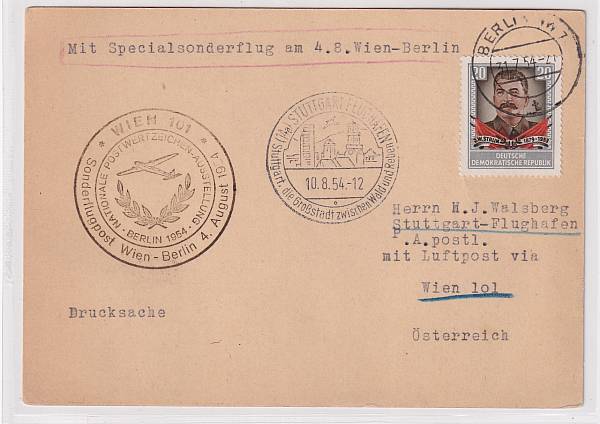 Flugpost Österreich ab 1945 | Sonderflüge ab 1945 - ausländische Zuleitungen
