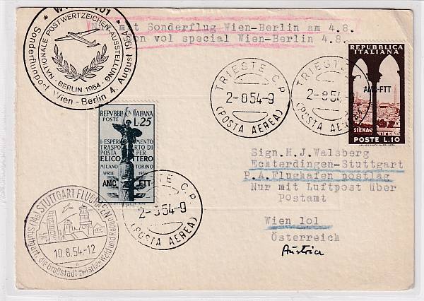 Flugpost Österreich ab 1945 | Sonderflüge ab 1945 - ausländische Zuleitungen
