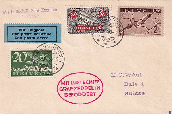 Zeppelinpost: Vertragsstaatenpost | Schweiz