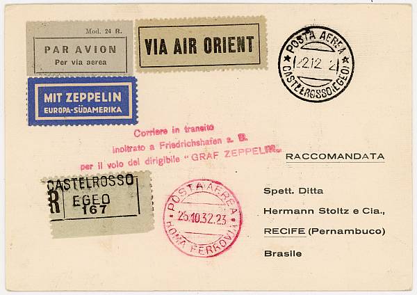 Zeppelinpost: Vertragsstaatenpost | Ägäische Inseln
