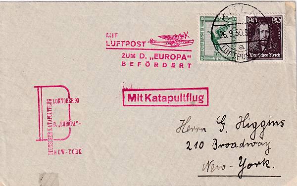 Katapultpost Nordatlantik | Einzelbelege nach Haberer-Katalog