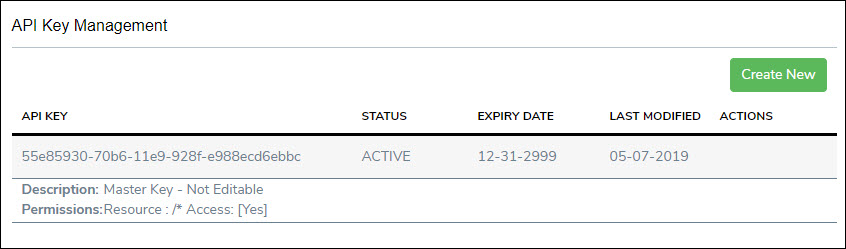 Expand API Key Detail