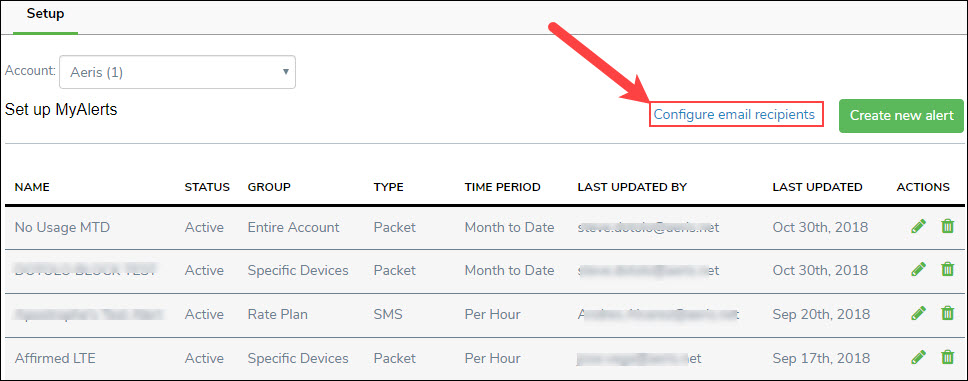 Configure Email Recipients Link
