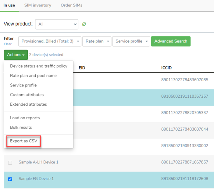 Export Selcted Device Detail in CSV File