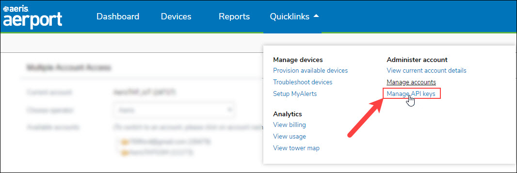 Quicklinks_Manage_API_Key_Option