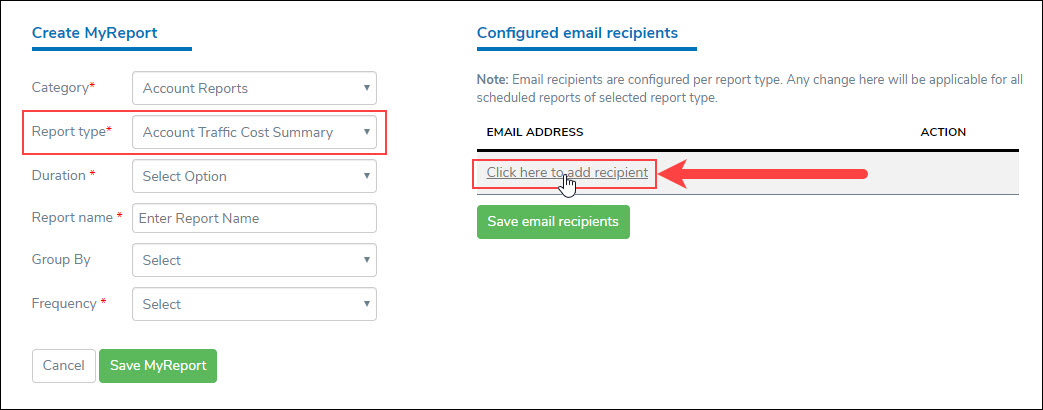 Define email of the Recipients