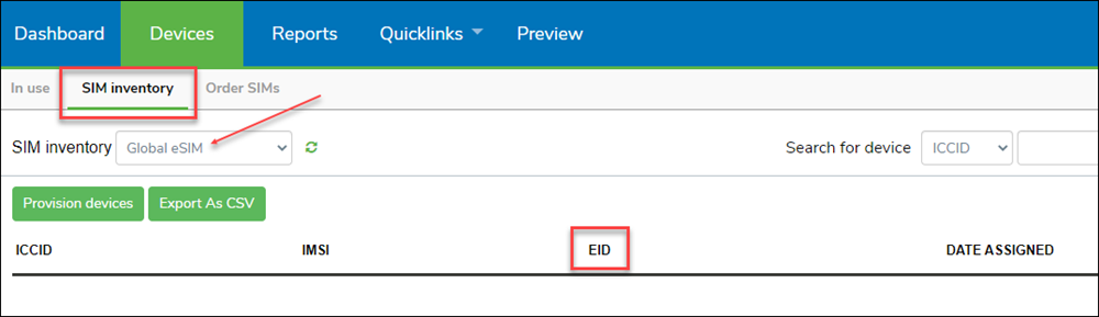 SIM Inventory with EID