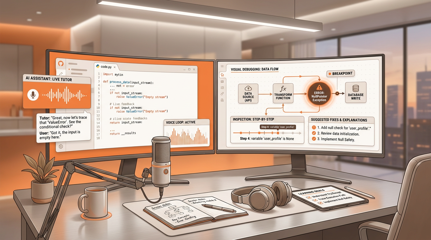 Interactive AI Coding Tutor: Live Voice & Visual Debugging