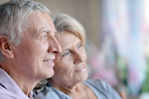 An elderly couple looking content and healthy