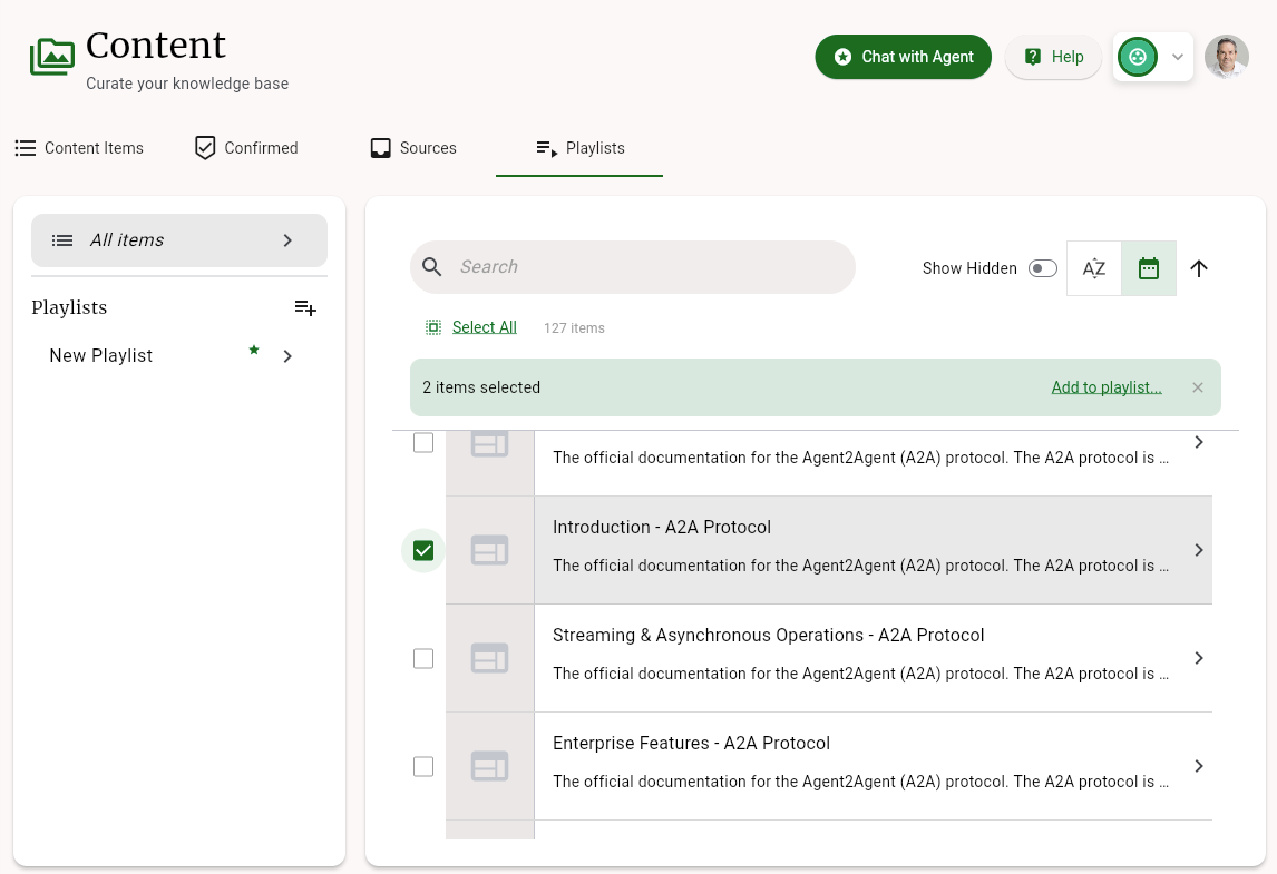 Select playlist items