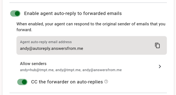 Agent autoreply settings in the Connect tab