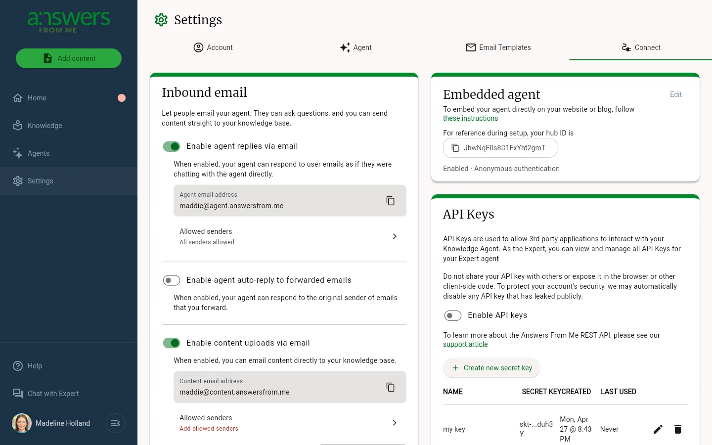 Agent autoreply settings in the Connect tab