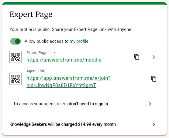 Expert Page settings