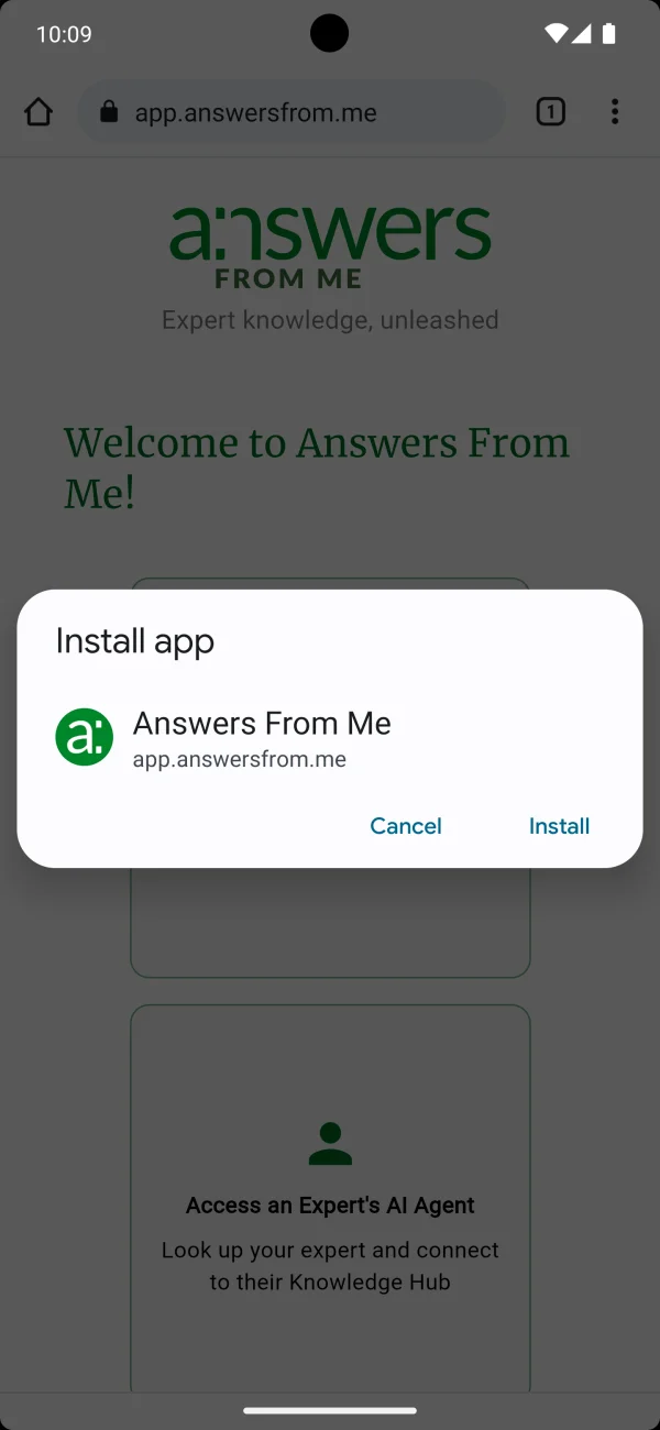 Android install dialog