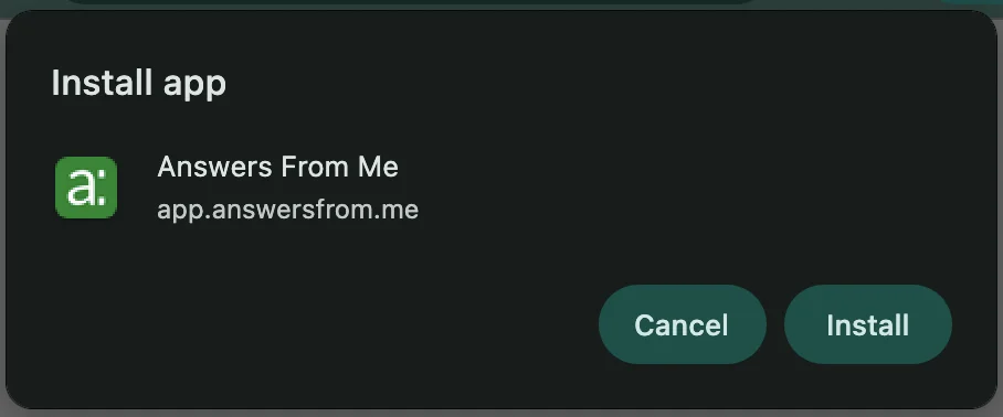 Install app dialog