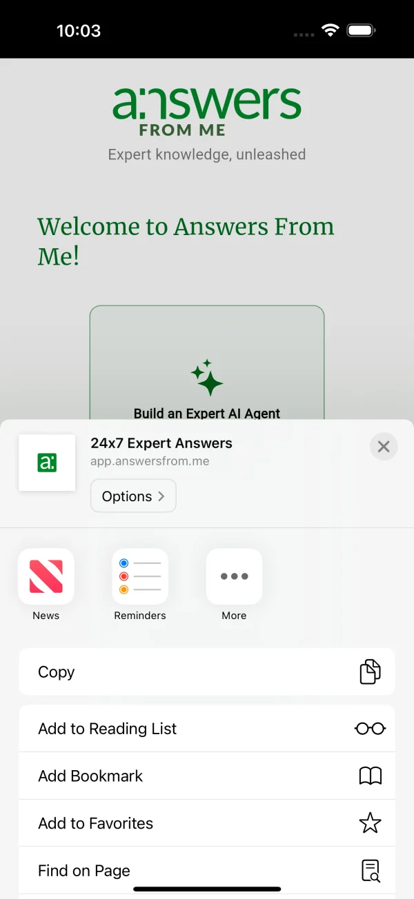 iOS share sheet