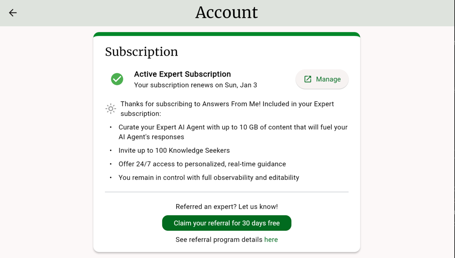 Claim your referral button