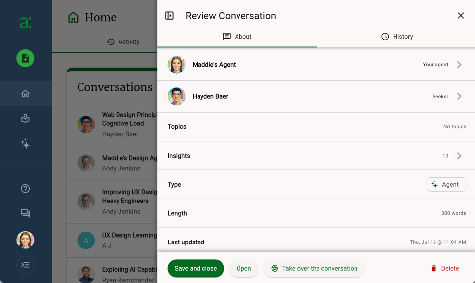 The Review Conversation panel
