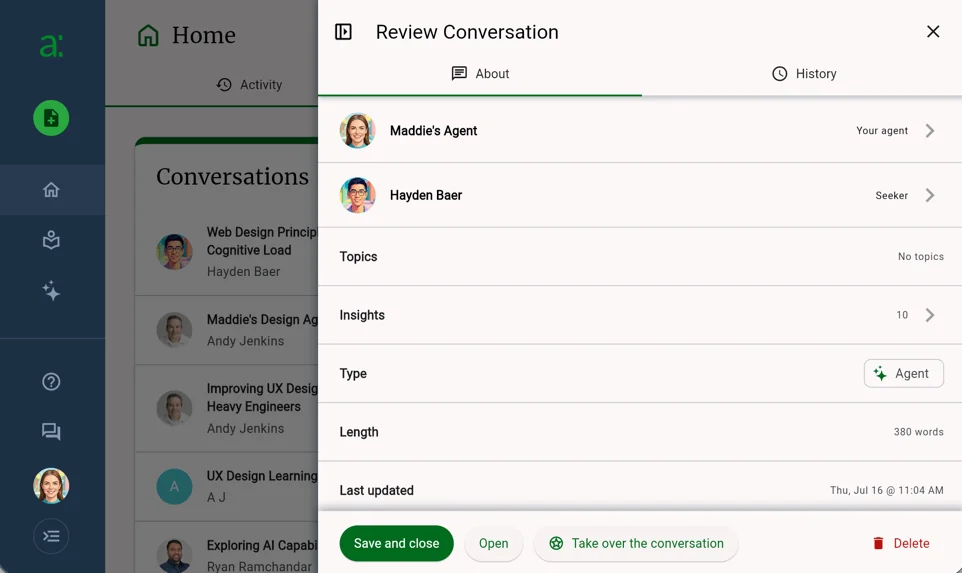 The Review Conversation panel