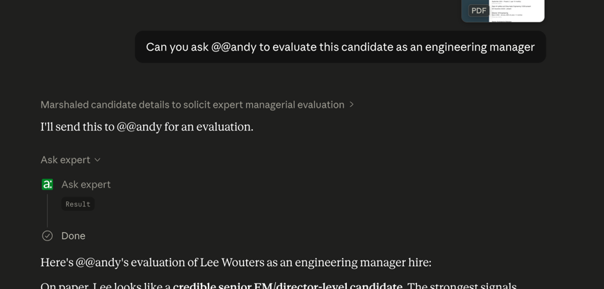 Asking an expert from within Claude