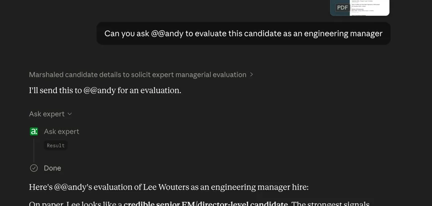 Asking an expert from within Claude