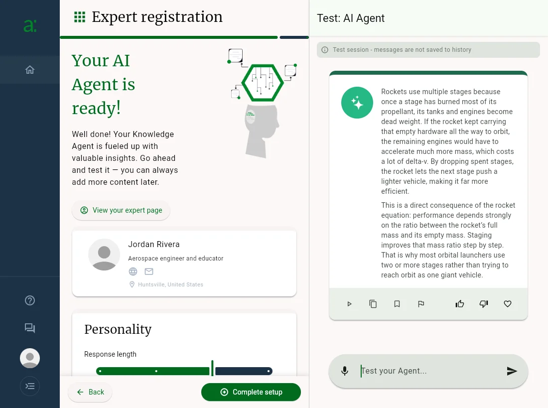 Testing the new agent before completing setup